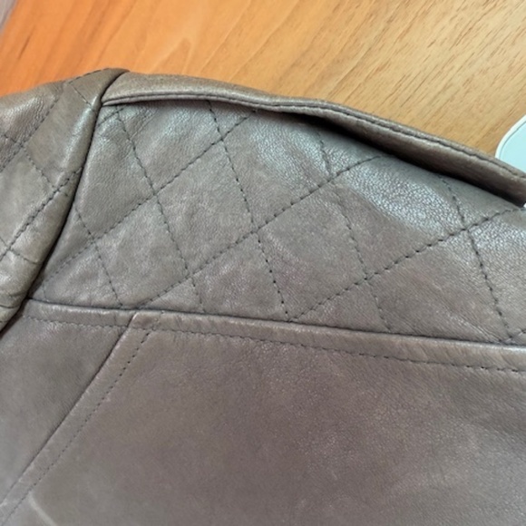 NWOT Vince Grey Leather Moto Jacket with Quilted Details - Size M - Picture 8 of 8